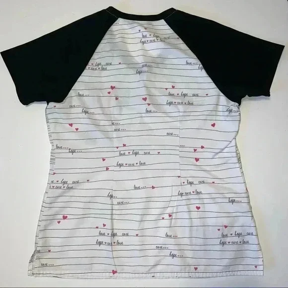 CHEROKEE Scrubs Top Size M Adorable Breast Cancer Awareness - Picture 3 of 8